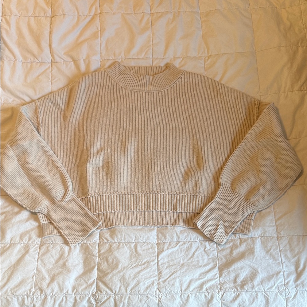 Free People Cream Crew Neck Sweater